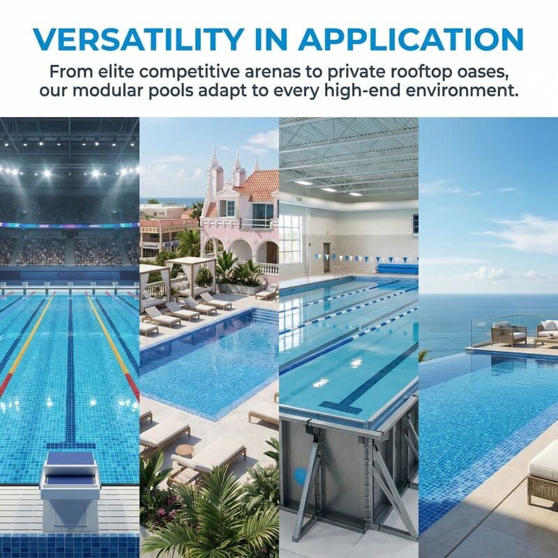 Rectangular Commercial Swimming Pool 10 to 30 Kg Water Circulation System Suitable for Hotels Resorts and Aquatic Centers